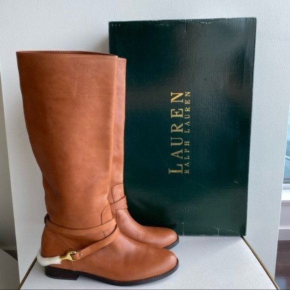 Lauren Ralph Lauren Shoes - Ralph Lauren new brown leather Jenny Tan riding tall boots